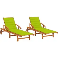 vidaXL Sonnenliegen 2 Stk. mit Auflagen Massivholz Akazie