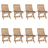 vidaXL Klappbare Gartenstühle mit Kissen 8 Stk. Massivholz Teak