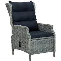 vidaXL Verstellbarer Gartensessel mit Auflagen Poly Rattan Hellgrau