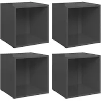 vidaXL TV-Schränke 4 Stk. Hochglanz-Grau 37x35x37 cm Holzwerkstoff