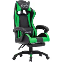 vidaXL Gaming-Stuhl mit Fußstütze Grün und Schwarz Kunstleder