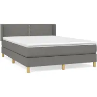 vidaXL Boxspringbett mit Matratze Dunkelgrau 140x200 cm Stoff