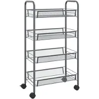 vidaXL Küchenwagen 4 Etagen Grau 46x26x85 cm Eisen