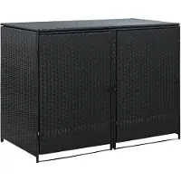 vidaXL Mülltonnenbox für 2 Tonnen Poly Rattan Schwarz 148x80x111 cm