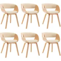 vidaXL Esszimmerstühle 6 Stk. Creme Bugholz und Kunstleder