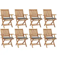 vidaXL Klappbare Gartenstühle mit Kissen 8 Stk. Massivholz Teak