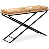 vidaXL Konsolentisch Mangoholz Massiv 130 x 40 x 80 cm
