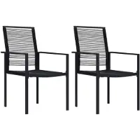 vidaXL Gartenstühle 2 Stk. PVC Rattan Schwarz