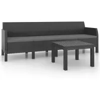 vidaXL 2-tlg. Garten-Lounge-Set mit Kissen PP Rattan Anthrazit