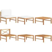 vidaXL 3-tlg. Garten-Lounge-Set mit Creme Kissen Teakholz