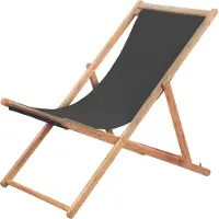 vidaXL Strandstuhl Klappbar Stoff und Massivholz Grau