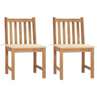 vidaXL Gartenstühle 2 Stk. mit Kissen Massivholz Teak