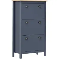 vidaXL - Schuhschrank - Hill - 72x35x124 - cm - massiv - Kiefer - grau