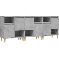 vidaXL Sideboards 3 Stk. Betongrau 60x35x70 cm Holzwerkstoff