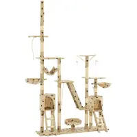 vidaXL Katzen-Kratzbaum Sisal 230 - 250 cm Pfoten-Aufdruck Beige
