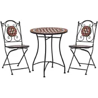 vidaXL 3-tlg. Bistro-Set Mosaik Keramik Terrakotta