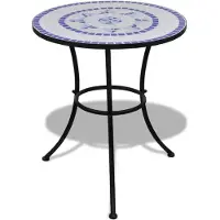 vidaXL Bistrotisch Blau und Weiß 60 cm Mosaik