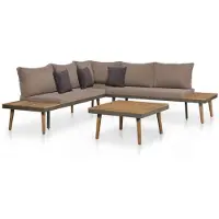 vidaXL 4-tlg. Garten-Lounge-Set mit Auflagen Massivholz Akazie Braun