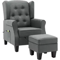 vidaXL Massagesessel mit Hocker Hellgrau Stoff