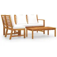 vidaXL 4-tlg. Garten-Lounge-Set mit Auflagen Creme Massivholz Akazie