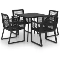 vidaXL 5-tlg. Garten-Essgruppe PVC Rattan Schwarz