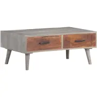 vidaXL Couchtisch Grau 100x60x40 cm Raues Mango-Massivholz