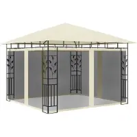 vidaXL Pavillon mit Moskitonetz 3x3x2,73 m Creme 180 g/m²