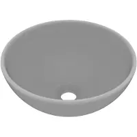 vidaXL Luxus-Waschbecken Rund Matt Hellgrau 32,5x14 cm Keramik
