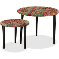 vidaXL 2-tlg. Couchtisch-Set Chindi-Details Mehrfarbig