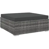 vidaXL Modular-Fußhocker 1 Stk. + Auflagen Poly Rattan Grau