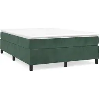 vidaXL Boxspringbett mit Matratze Dunkelgrün 140x200 cm Samt