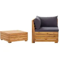 vidaXL 2-tlg. Garten-Lounge-Set mit Kissen Massivholz Akazie