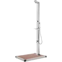 vidaXL Gartendusche mit Brauner Bodenplatte 225 cm Edelstahl