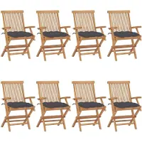 vidaXL Gartenstühle mit Anthrazit Kissen 8 Stk. Massivholz Teak