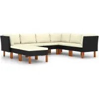 vidaXL 8-tlg Garten-Lounge-Set mit Kissen Poly Rattan Schwarz Modell 2