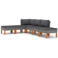 vidaXL 6-tlg. Garten-Lounge-Set mit Kissen Poly Rattan Grau