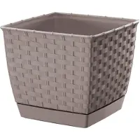Prosperplast - RATOLLA SQUARE 2,5-l-Blumentopf – 16,5 x 16,5 x 14,2 cm in der Farbe Mokka