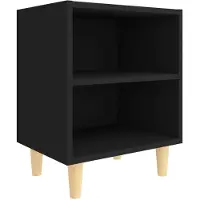 vidaXL Nachttisch-mit-Massivholz-Beinen-40x30x50-cm-schwarz