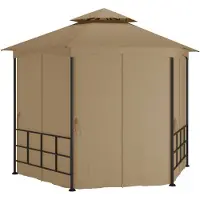 vidaXL Pavillon mit Seitenwänden 3,1x2,7 m Taupe