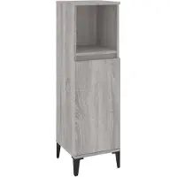 vidaXL Badschrank Grau Sonoma 30x30x100 cm Holzwerkstoff