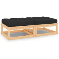 vidaXL Garten-Fußhocker mit Kissen 2 Stk. Massivholz Kiefer