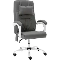 vidaXL Massage-Bürostuhl Grau Kunstleder