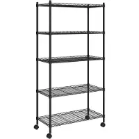 vidaXL Lagerregal mit 5 Böden und Rollen 75x35x155 cm Schwarz 250 kg