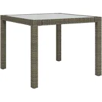 vidaXL Gartentisch 90x90x75 cm Gehärtetes Glas Poly Rattan Grau