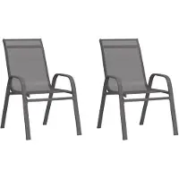 vidaXL Stapelbare Gartenstühle 2 Stk. Grau Textilene