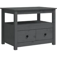 vidaXL Couchtisch Grau 71x49x55 cm Massivholz Kiefer