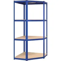vidaXL Eckregal mit 4 Böden Blau Stahl & Holzwerkstoff