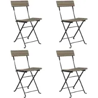 vidaXL Bistrostühle 4 Stk. Klappbar Grau Poly Rattan und Stahl