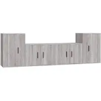 vidaXL 4-tlg. TV-Schrank-Set Grau Sonoma Holzwerkstoff