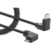 Manhattan Spiralkabel USB-C auf Micro-USB Ladekabel Stecker/Stecker 1 m verknotungsfrei Winkelstecker keine Datenübertragung schwarz